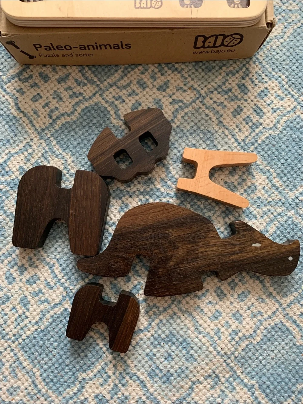 Bajo Wooden Paleo-Animals Puzzle and Sorter Triceratops Set